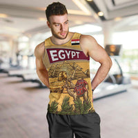 Egyptian Pyramids and Anubis Men Tank Top with Camel Caravan Desert