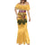Egyptian Pyramids and Anubis Mermaid Dress with Camel Caravan Desert