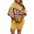 Egyptian Pyramids and Anubis Off Shoulder Short Dress with Camel Caravan Desert