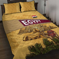 Egyptian Pyramids and Anubis Quilt Bed Set with Camel Caravan Desert
