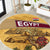 Egyptian Pyramids and Anubis Round Carpet with Camel Caravan Desert