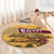 Egyptian Pyramids and Anubis Round Carpet with Camel Caravan Desert