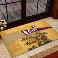 Egyptian Pyramids and Anubis Rubber Doormat with Camel Caravan Desert