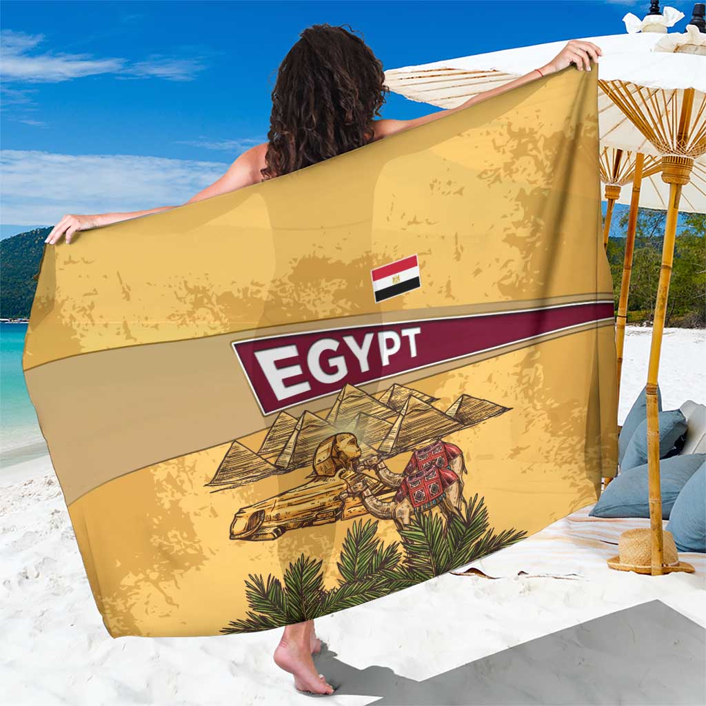 Egyptian Pyramids and Anubis Sarong with Camel Caravan Desert