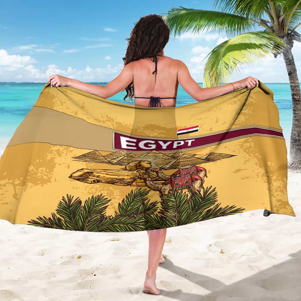 Egyptian Pyramids and Anubis Sarong with Camel Caravan Desert