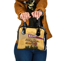 Egyptian Pyramids and Anubis Shoulder Handbag with Camel Caravan Desert
