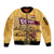 Egyptian Pyramids and Anubis Sleeve Zip Bomber Jacket with Camel Caravan Desert