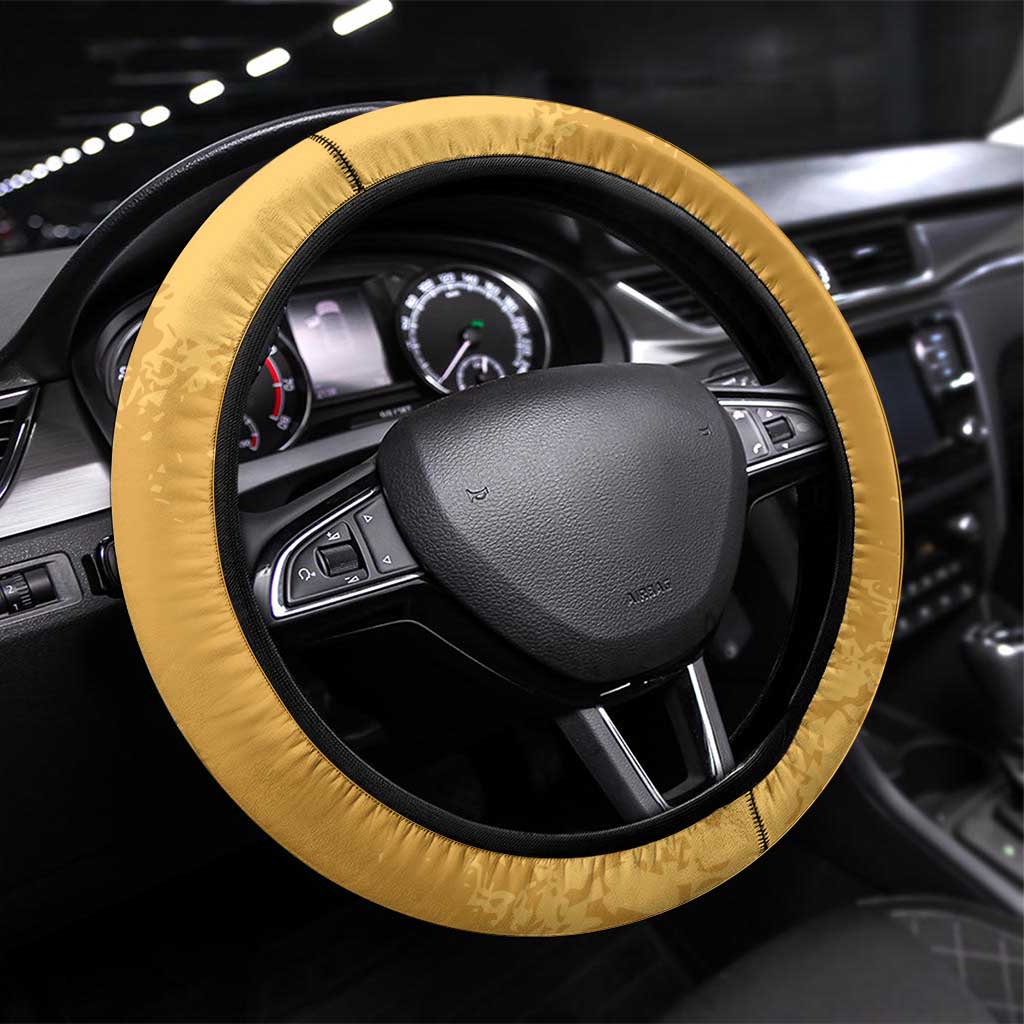 Egyptian Pyramids and Anubis Steering Wheel Cover with Camel Caravan Desert