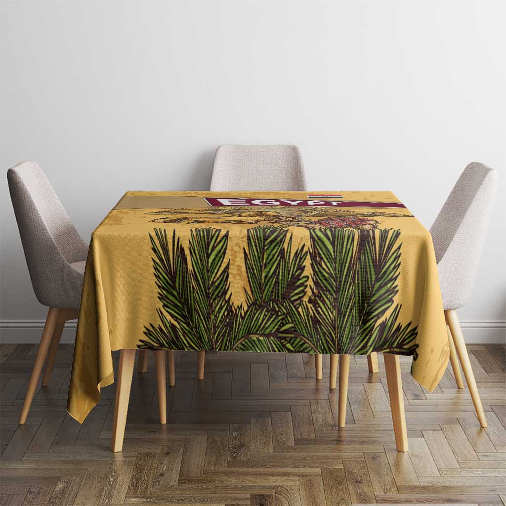 Egyptian Pyramids and Anubis Tablecloth with Camel Caravan Desert