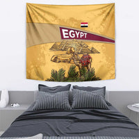 Egyptian Pyramids and Anubis Tapestry with Camel Caravan Desert