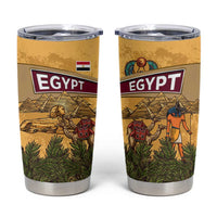 Egyptian Pyramids and Anubis Tumbler Cup with Camel Caravan Desert