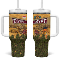 Egyptian Pyramids and Anubis Tumbler With Handle with Camel Caravan Desert