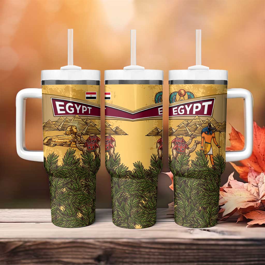 Egyptian Pyramids and Anubis Tumbler With Handle with Camel Caravan Desert