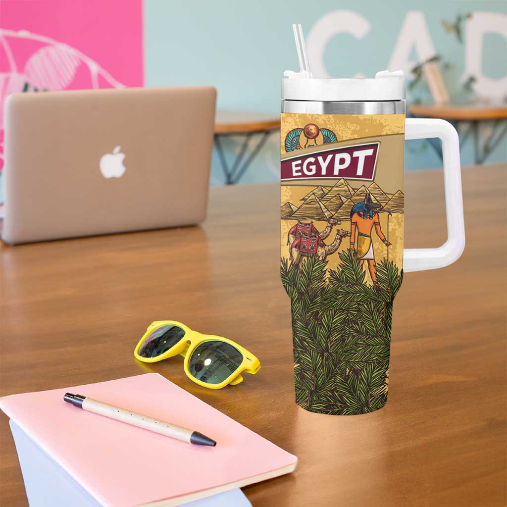 Egyptian Pyramids and Anubis Tumbler With Handle with Camel Caravan Desert