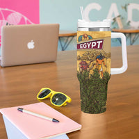 Egyptian Pyramids and Anubis Tumbler With Handle with Camel Caravan Desert