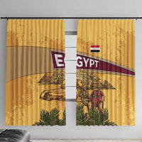 Egyptian Pyramids and Anubis Window Curtain with Camel Caravan Desert