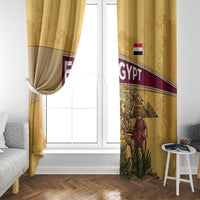 Egyptian Pyramids and Anubis Window Curtain with Camel Caravan Desert