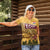 Egyptian Pyramids and Anubis Women Polo Shirt with Camel Caravan Desert