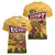 Egyptian Pyramids and Anubis Women V-Neck T-Shirt with Camel Caravan Desert