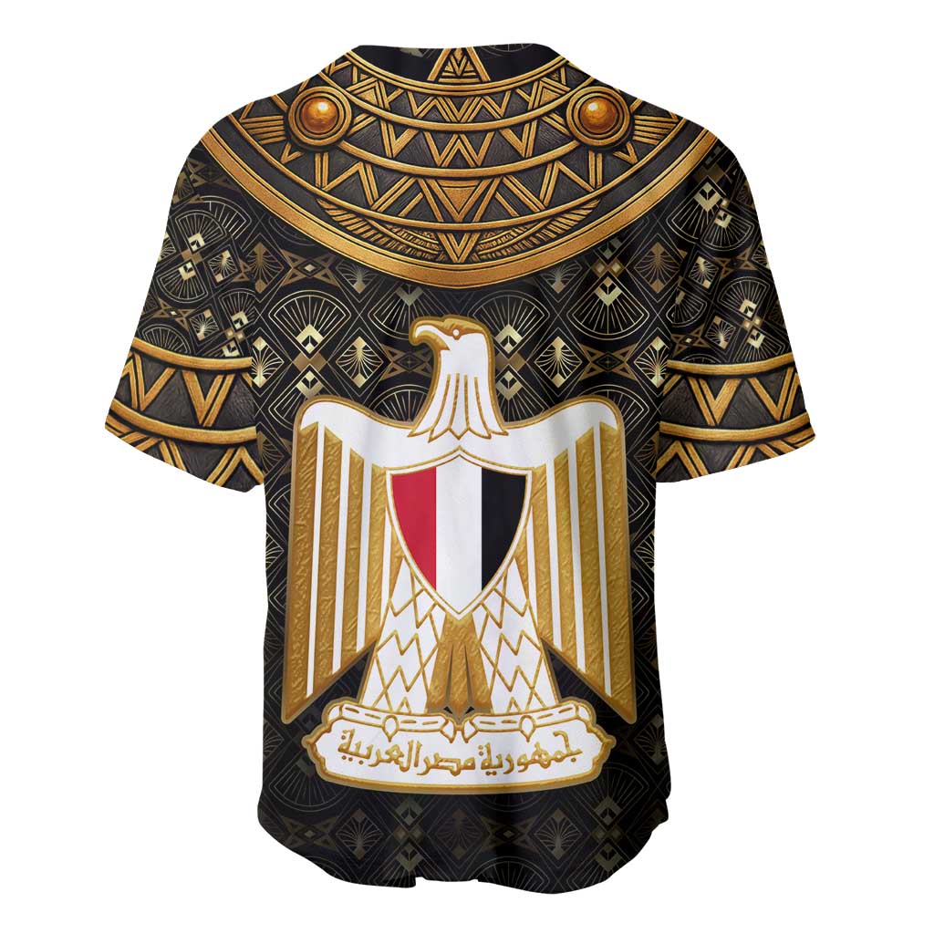 Pharaoh King Tut Egypt Baseball Jersey with Hieroglyphic Gold Pattern