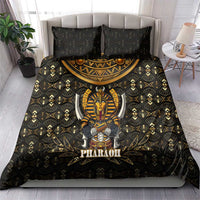 Pharaoh King Tut Egypt Bedding Set with Hieroglyphic Gold Pattern