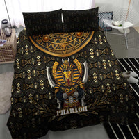 Pharaoh King Tut Egypt Bedding Set with Hieroglyphic Gold Pattern