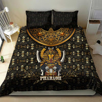 Pharaoh King Tut Egypt Bedding Set with Hieroglyphic Gold Pattern