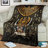 Pharaoh King Tut Egypt Blanket with Hieroglyphic Gold Pattern