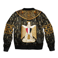 Pharaoh King Tut Egypt Bomber Jacket with Hieroglyphic Gold Pattern