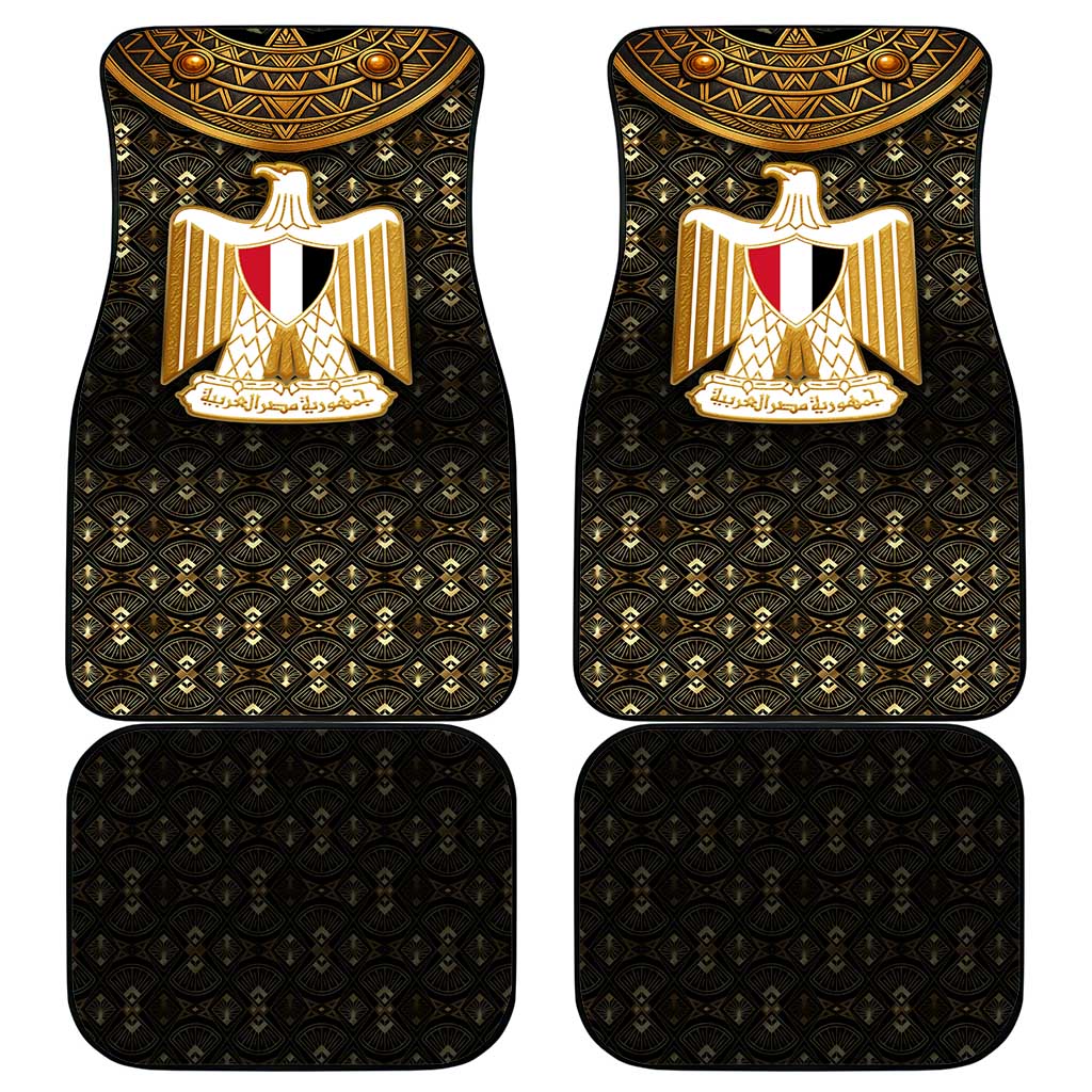 Pharaoh King Tut Egypt Car Mats with Hieroglyphic Gold Pattern