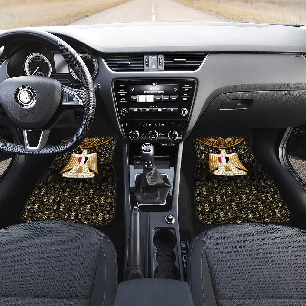 Pharaoh King Tut Egypt Car Mats with Hieroglyphic Gold Pattern