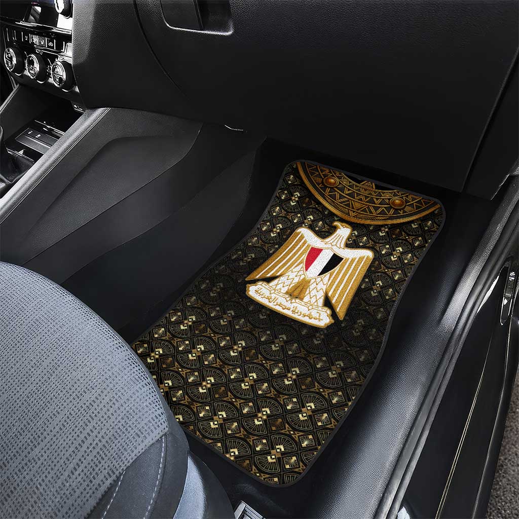 Pharaoh King Tut Egypt Car Mats with Hieroglyphic Gold Pattern