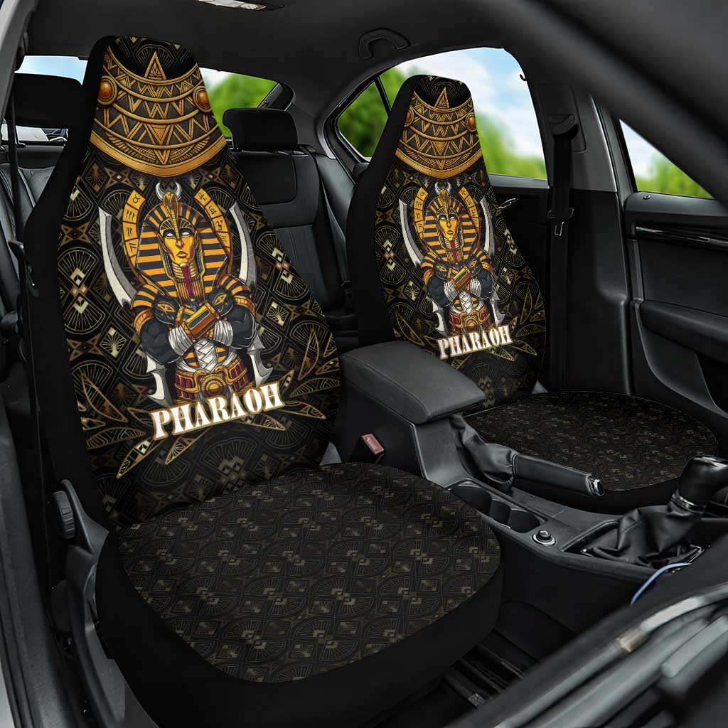 Pharaoh King Tut Egypt Car Seat Cover with Hieroglyphic Gold Pattern