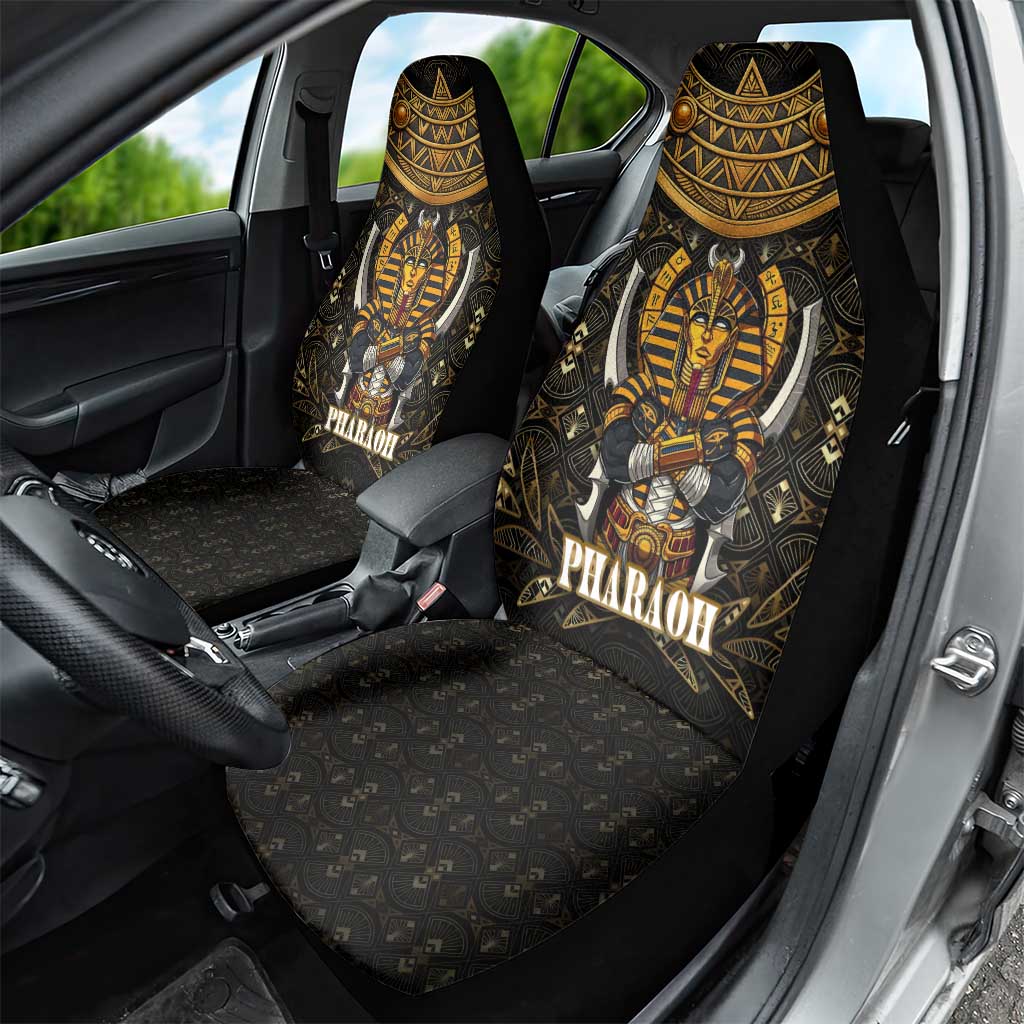Pharaoh King Tut Egypt Car Seat Cover with Hieroglyphic Gold Pattern