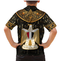 Pharaoh King Tut Egypt Family Matching Mermaid Dress and Hawaiian Shirt with Hieroglyphic Gold Pattern