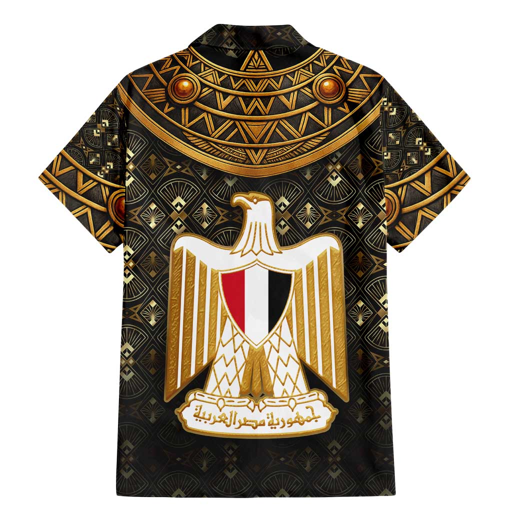 Pharaoh King Tut Egypt Family Matching Mermaid Dress and Hawaiian Shirt with Hieroglyphic Gold Pattern