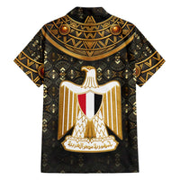 Pharaoh King Tut Egypt Family Matching Short Sleeve Bodycon Dress and Hawaiian Shirt with Hieroglyphic Gold Pattern