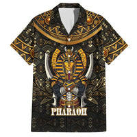 Pharaoh King Tut Egypt Family Matching Tank Maxi Dress and Hawaiian Shirt with Hieroglyphic Gold Pattern