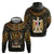 Pharaoh King Tut Egypt Hoodie with Hieroglyphic Gold Pattern