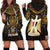 Pharaoh King Tut Egypt Hoodie Dress with Hieroglyphic Gold Pattern