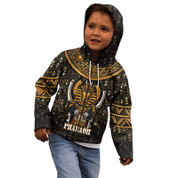 Pharaoh King Tut Egypt Kid Hoodie with Hieroglyphic Gold Pattern