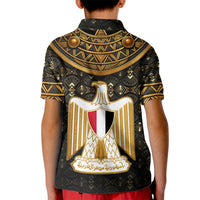 Pharaoh King Tut Egypt Kid Polo Shirt with Hieroglyphic Gold Pattern