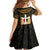 Pharaoh King Tut Egypt Kid Short Sleeve Dress with Hieroglyphic Gold Pattern