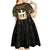 Pharaoh King Tut Egypt Kid Short Sleeve Dress with Hieroglyphic Gold Pattern