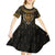 Pharaoh King Tut Egypt Kid Short Sleeve Dress with Hieroglyphic Gold Pattern