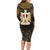 Pharaoh King Tut Egypt Long Sleeve Bodycon Dress with Hieroglyphic Gold Pattern
