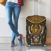 Pharaoh King Tut Egypt Luggage Cover with Hieroglyphic Gold Pattern