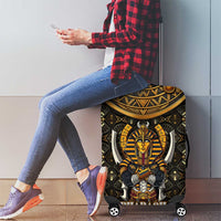 Pharaoh King Tut Egypt Luggage Cover with Hieroglyphic Gold Pattern