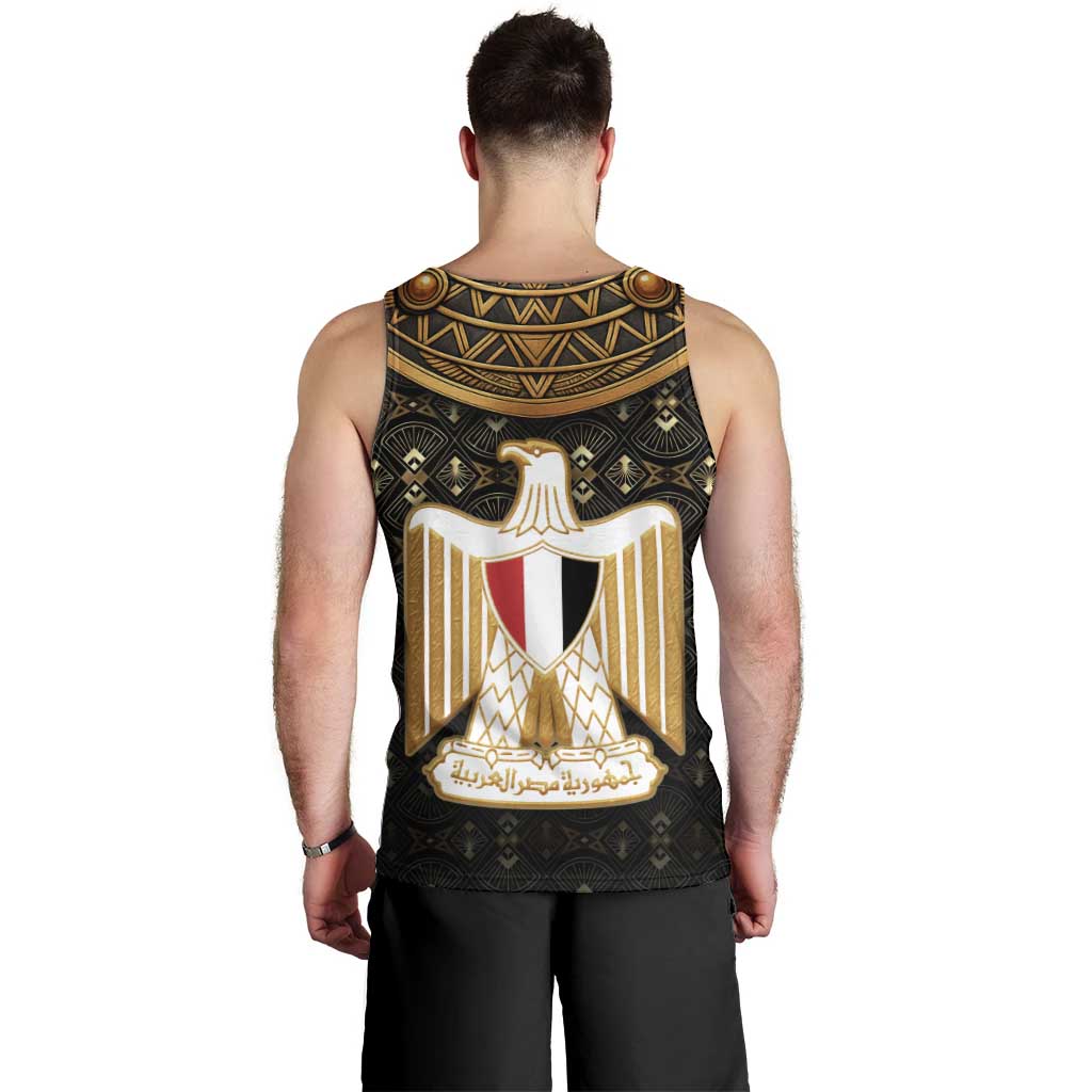 Pharaoh King Tut Egypt Men Tank Top with Hieroglyphic Gold Pattern