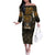 Pharaoh King Tut Egypt Off The Shoulder Long Sleeve Dress with Hieroglyphic Gold Pattern